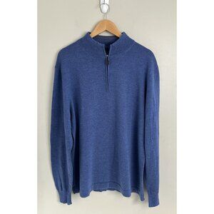Jos A Bank‎ Pullover Mens 2XL Blue Traveler Merino Wool 1/4 Zip